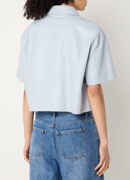 STUDIO AR Eveline blouse van schapenleer - achterkant blauw