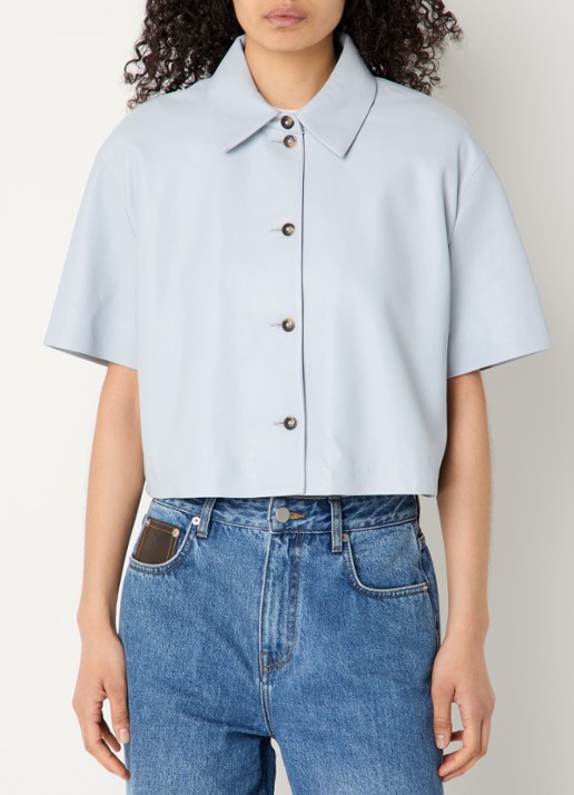STUDIO AR Eveline blouse van schapenleer - detail 4 blauw