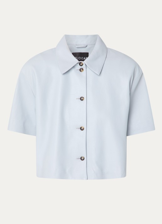STUDIO AR Eveline blouse van schapenleer - voorkant 2 blauw