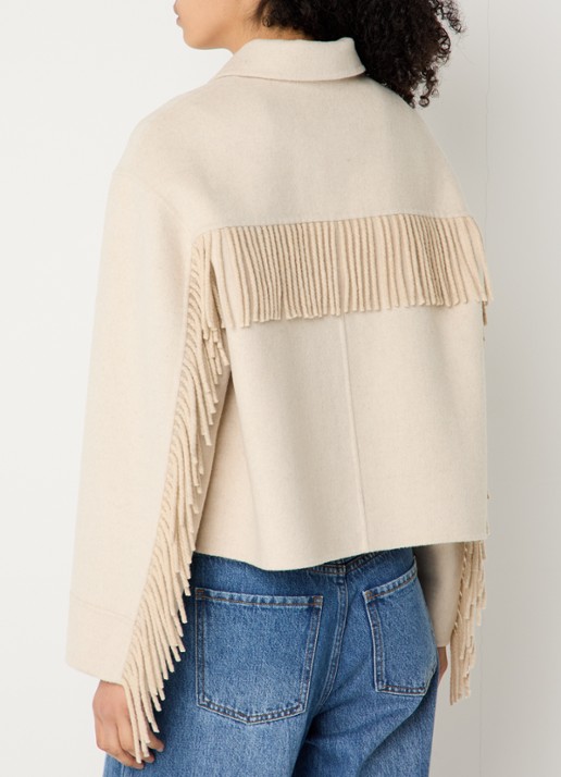 STUDIO AR Liora jack in wolblend en franjes - achterkant 4 beige