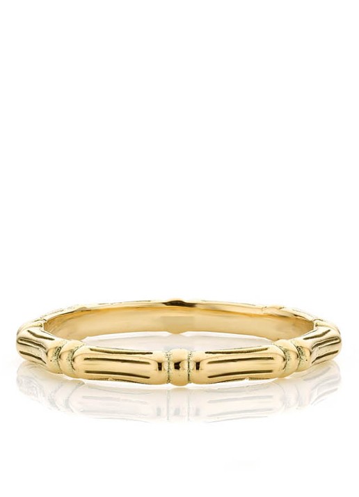 Studio Kroewe Bamboo ring van 14 karaat geelgoud - voorkant 4 geelgoud