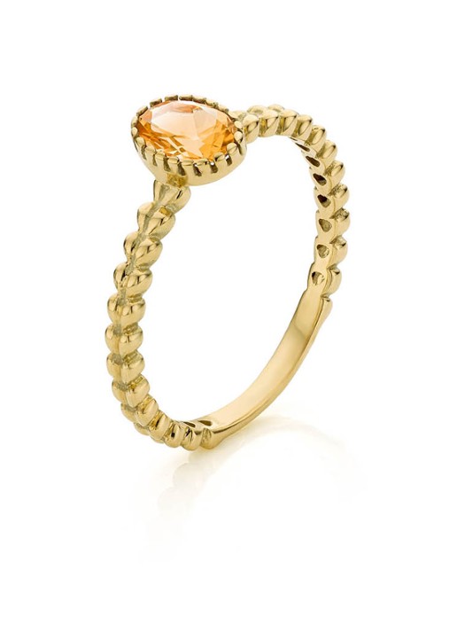 Studio Kroewe Caes ring  van 14 karaat geelgoud met citrien - detail geelgoud