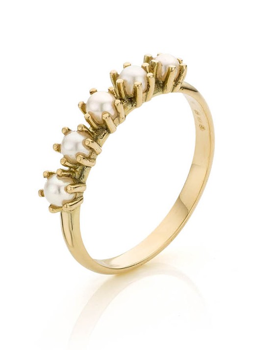 Studio Kroewe Fallon ring van 14 karaat geelgoud met parel - detail 3 geelgoud