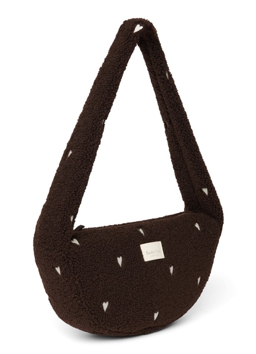 Studio Noos Crossbodytas van teddy - achterkant 4 donkerbruin