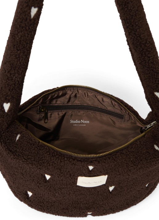 Studio Noos Crossbodytas van teddy - detail 3 donkerbruin