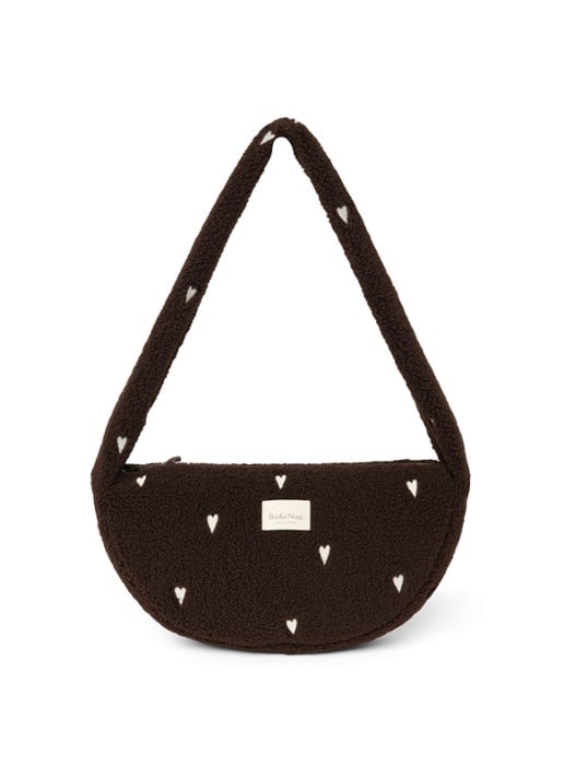 Studio Noos Crossbodytas van teddy - voorkant 5 donkerbruin