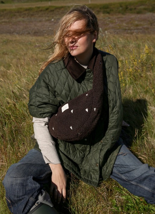 Studio Noos Crossbodytas van teddy - voorkant 6 donkerbruin