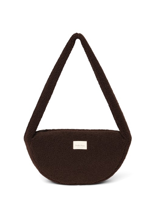 Studio Noos Crossbodytas van teddy - voorkant chocoladebruin