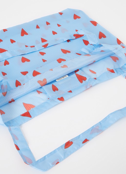 Studio Noos Hearts opvouwbare shopper met print - detail 2 blauw
