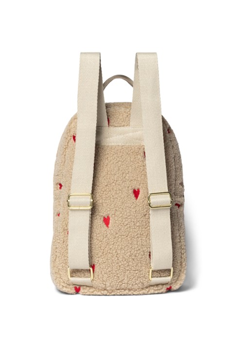 Studio Noos Hearts rugzak van teddy met borduring - achterkant 5 beige