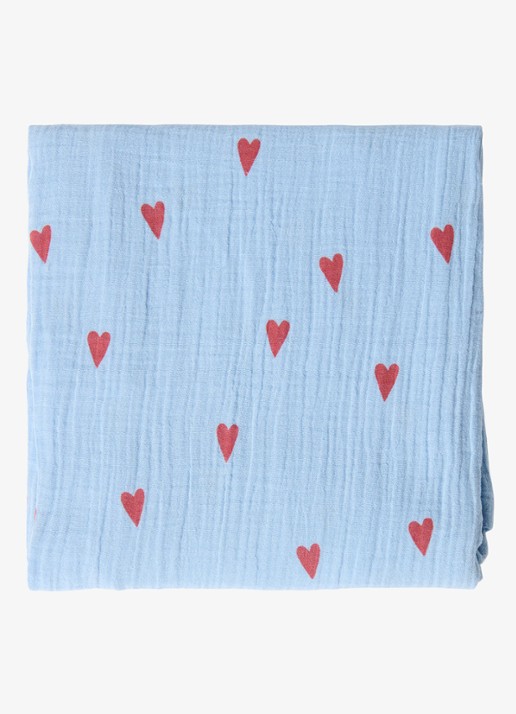 Studio Noos Light Blue Hearts 100% katoen | 70 x 70 cm - detail 3 lichtblauw