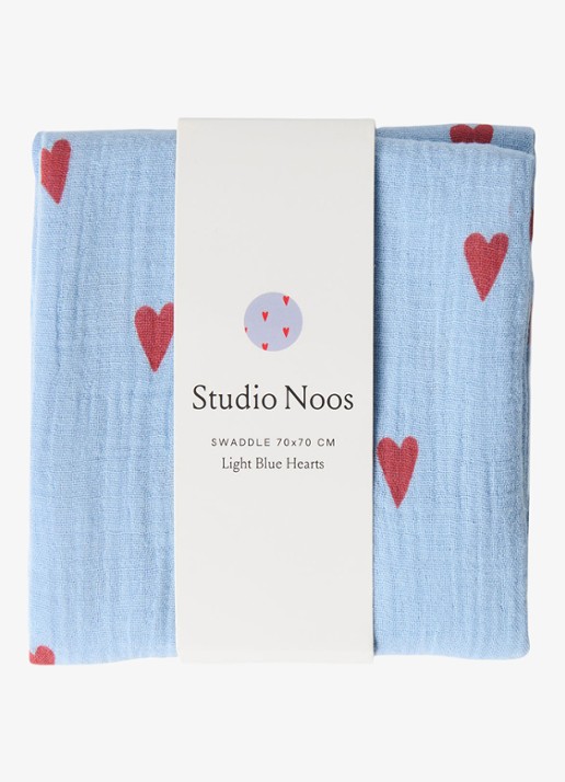 Studio Noos Light Blue Hearts 100% katoen | 70 x 70 cm