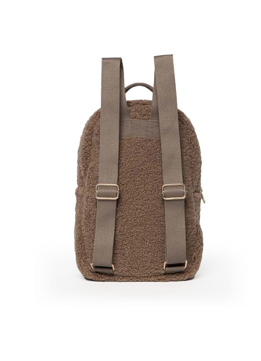 Studio Noos Mini Chunky rugzak van teddy - achterkant bruin