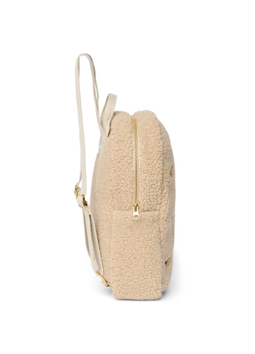 Studio Noos Mini rugzak van teddy - achterkant 4 beige