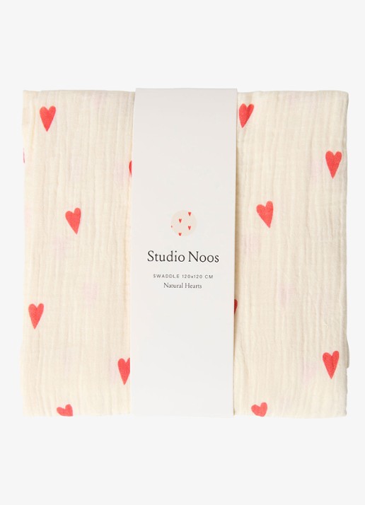 Studio Noos Neutral Hearts 100% katoen | 120x120 cm - detail beige