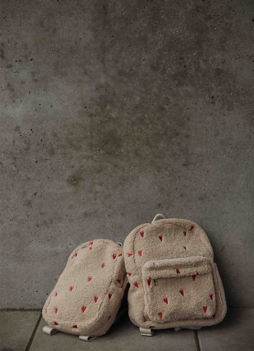 Studio Noos Teddy Hearts rugzak - voorkant 4 ivoor