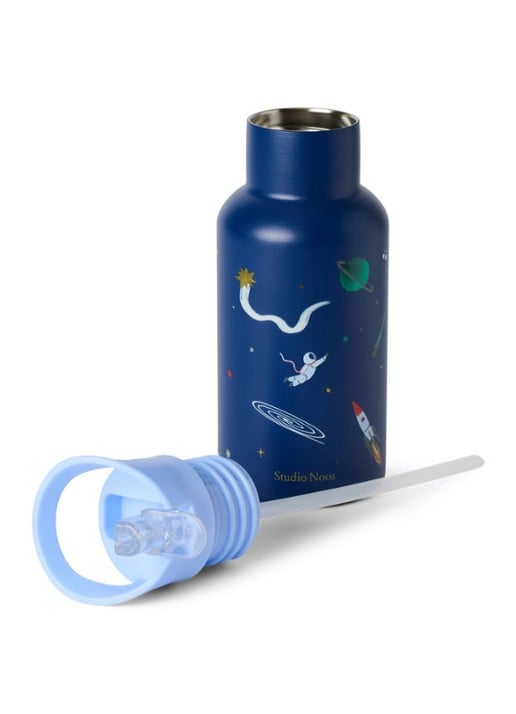Studio Noos Waterfles met print 35 cl - detail blauw