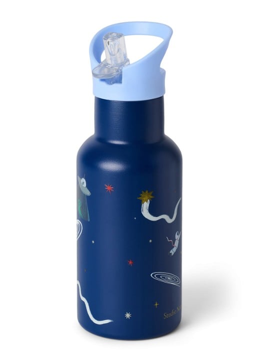 Studio Noos Waterfles met print 35 cl - detail 2 blauw