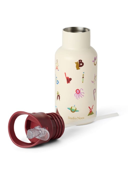 Studio Noos Waterfles met print 35 cl - achterkant 3 gebroken wit