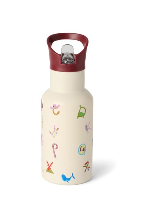 Studio Noos Waterfles met print 35 cl - detail 2 gebroken wit