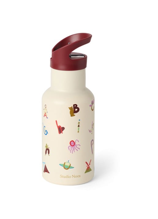 Studio Noos Waterfles met print 35 cl - voorkant 4 gebroken wit