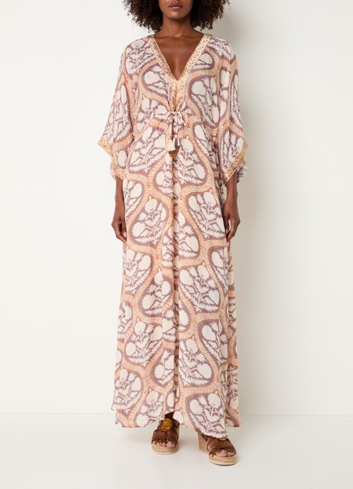 Summum Art Deco maxi tuniekjurk met pailletten en print