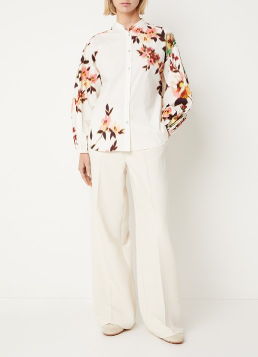 Summum Blouse met bloemenprint - voorkant 2 wit