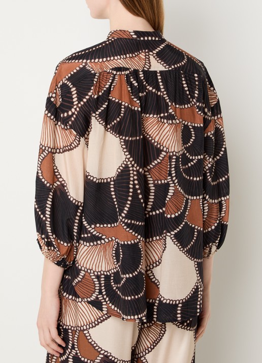 Summum Blouse met print en ballonmouw - achterkant zwart