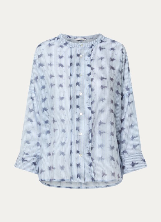 Summum Blouse met print en boothals - voorkant lichtblauw