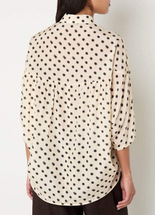 Summum Blouse met stippenprint - achterkant ivoor