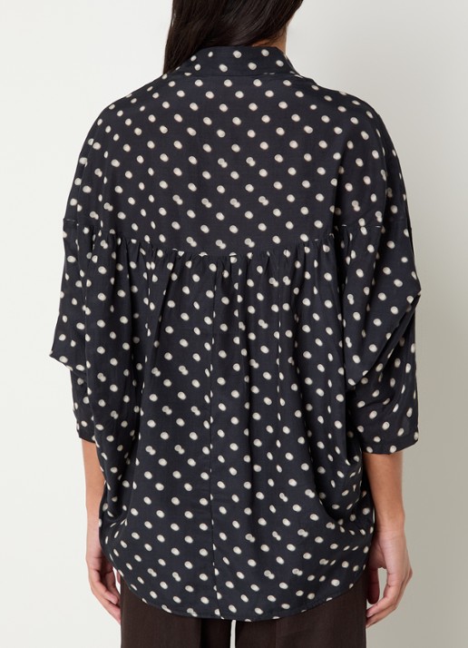 Summum Blouse met stippenprint - achterkant 4 zwart