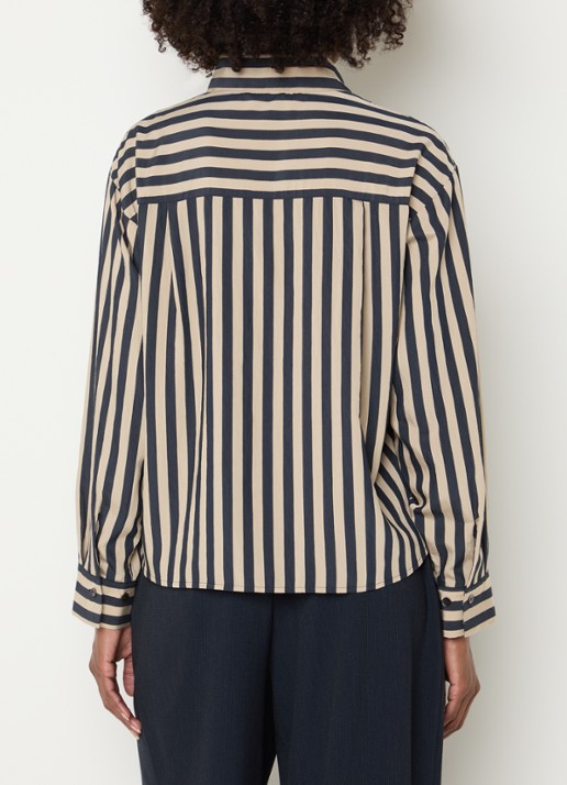 Summum Blouse met streepprint en sjaalkraag - achterkant donkerblauw