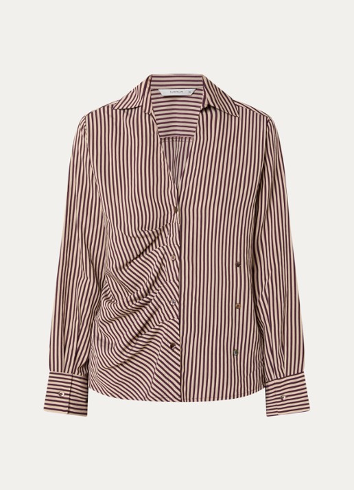 Summum Blouse met streepprint - voorkant 2 bruin