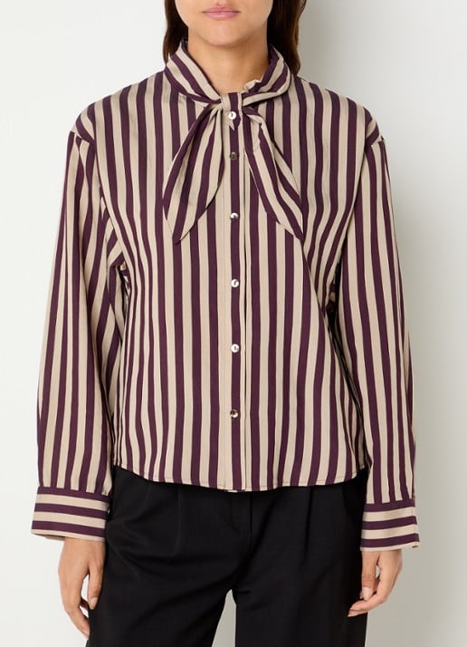 Summum Blouse van satijn met streepprint