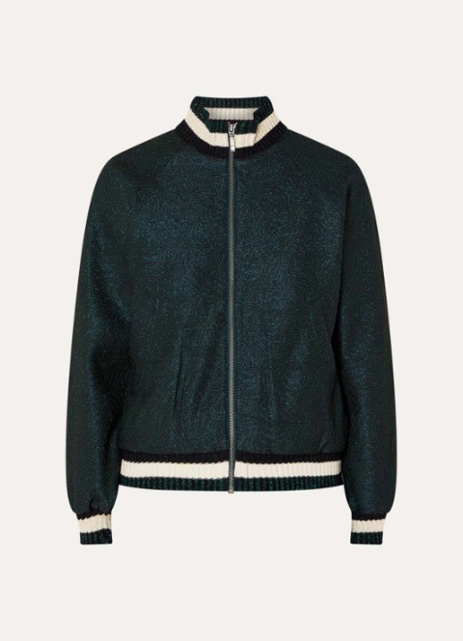 Summum Bomberjack met jacquard dessin - voorkant 3 donkergroen