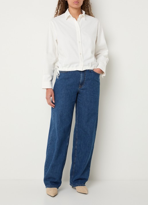 Summum Cropped blouse van katoen - voorkant 3 wit