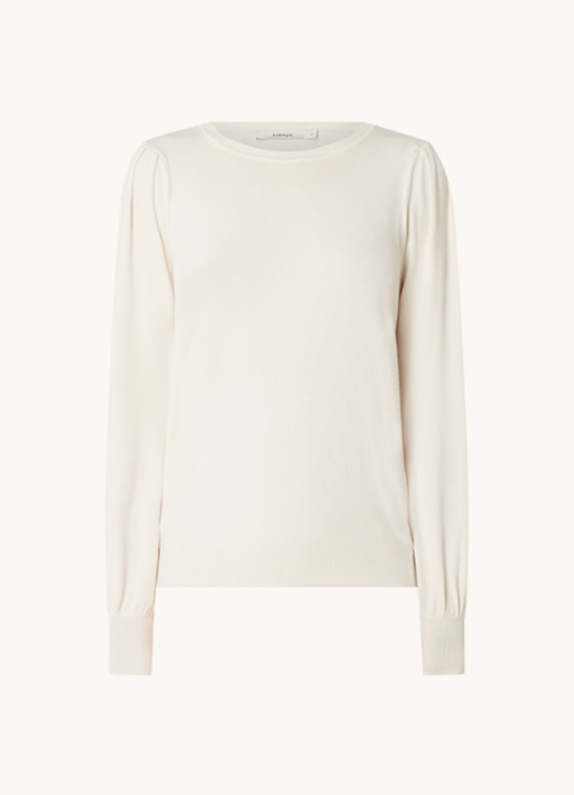 Summum Fijngebreide pullover met ballonmouw - voorkant 3 creme