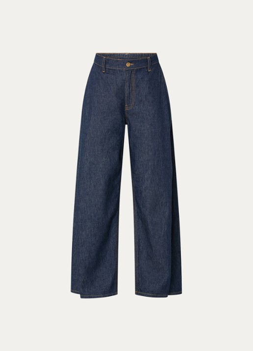 Summum High waist balloon fit jeans met donkere wassing - voorkant indigo
