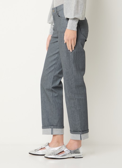 Summum High waist cropped chino met lurex - detail 4 grijs