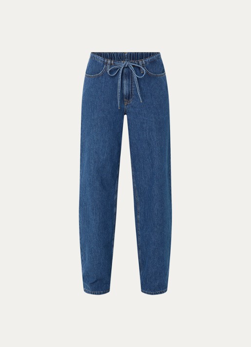 Summum High waist loose fit jeans met donkere wassing - voorkant indigo