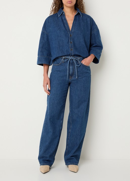Summum High waist loose fit jeans met donkere wassing - voorkant 2 indigo