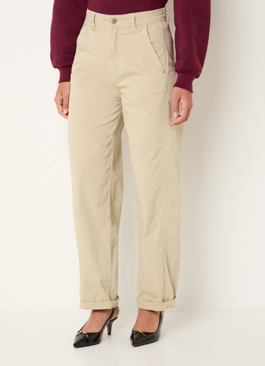 Summum High waist straight fit broek met steekzakken