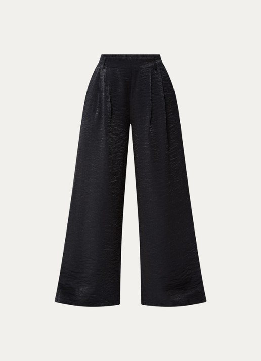 Summum High waist wide fit broek met lurex en structuur - voorkant 3 donkerblauw