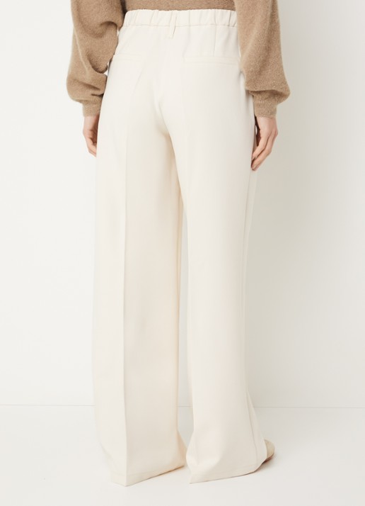 Summum High waist wide fit pantalon met steekzakken - achterkant 3 ivoor