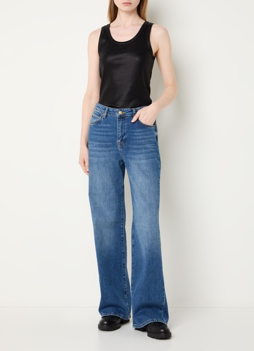 Summum Low waist straight fit jeans met medium wassing - voorkant 2 indigo