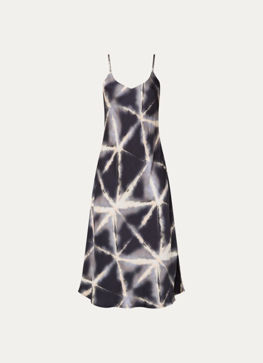 Summum Maxi jurk met tie-dye dessin en glanzende finish - voorkant blauw
