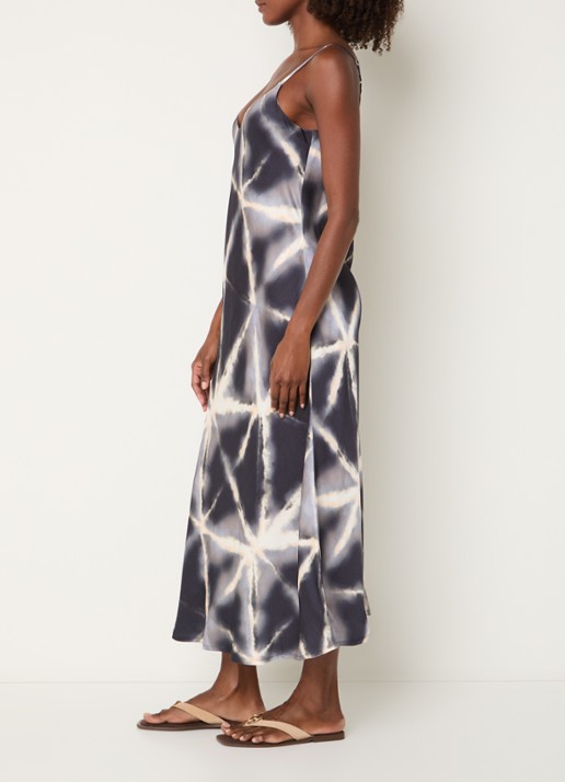 Summum Maxi jurk met tie-dye dessin en glanzende finish - voorkant 2 blauw