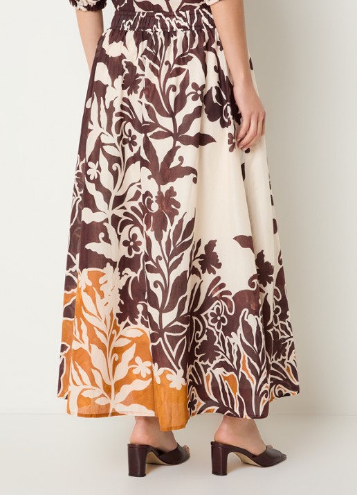 Summum Maxi rok met print - achterkant 3 bruin