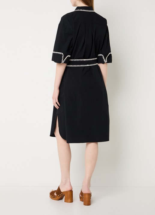 Summum Mini blousejurk met strikceintuur - achterkant zwart