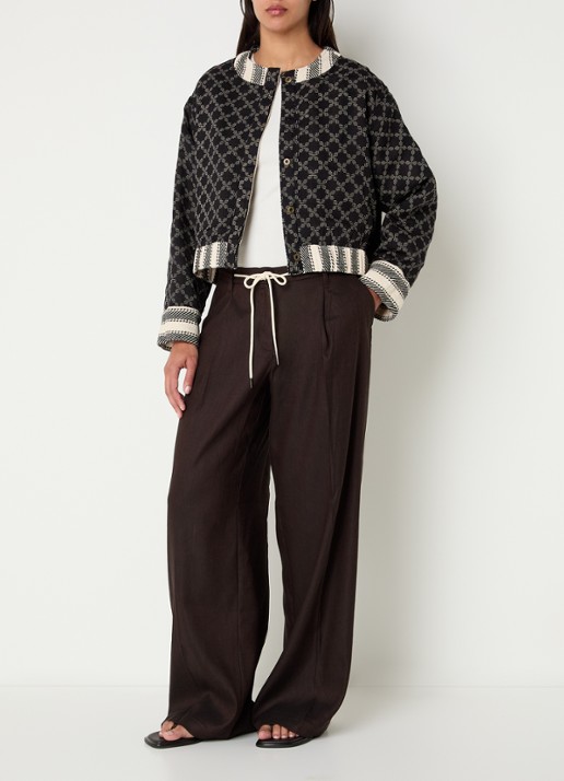 Summum Reversible jack met streepprint - voorkant 3 zwart